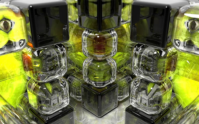 Abstract, 3D, Glass, Square, Cube, Cgi, HD wallpaper