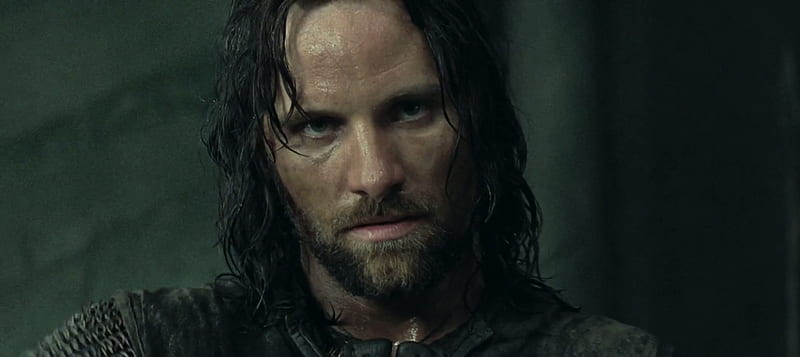 The Lord of the Rings (2001), king, fantasy, lord of the ring, aragorn, lotr, movie, face, Viggo Mortensen, man, HD wallpaper