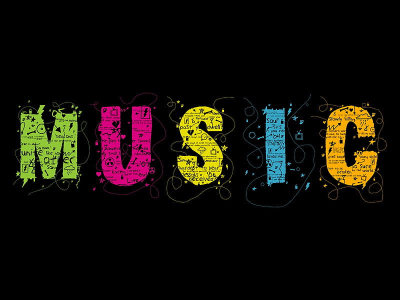 Colorful Music Letters, HD wallpaper
