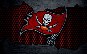 Tampa Bay Buccaneers logo, NFL, american football, NFC, USA, grunge, metal texture, South Division, HD wallpaper