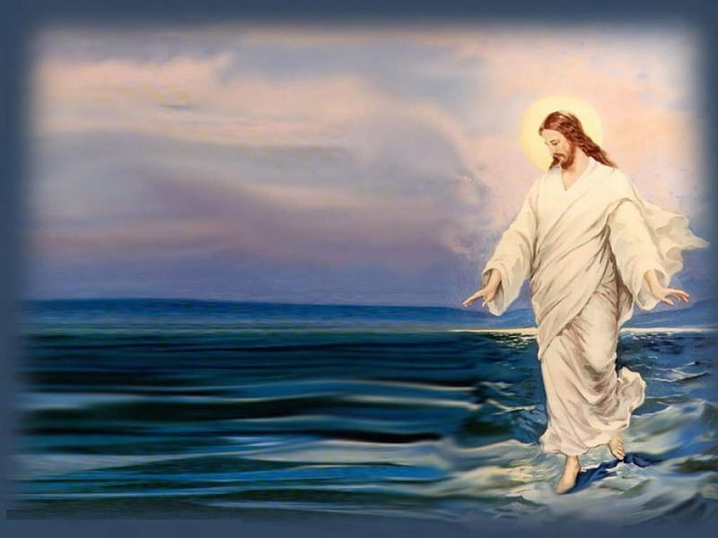 Christ walking over the sea, christ, jesus, miracle, god, sea, HD wallpaper