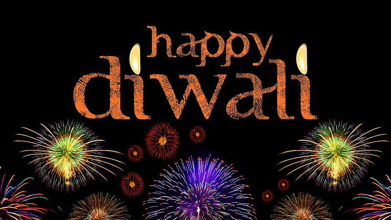 Happy Diwali Colorful Fireworks Black Background Diwali, HD wallpaper