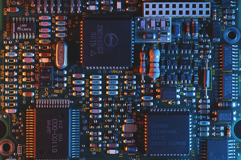 blue circuit board, HD wallpaper