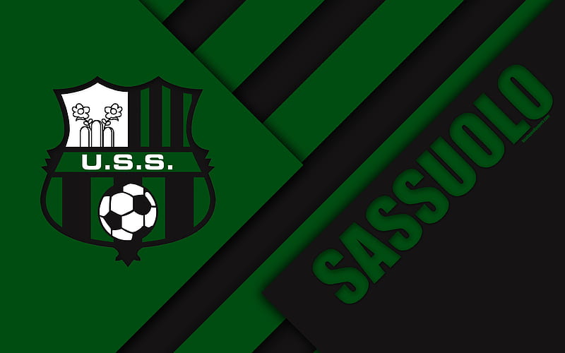Sassuolo FC, logo material design, football, Serie A, Sassuolo, Italy, black green abstraction, Italian football club, HD wallpaper