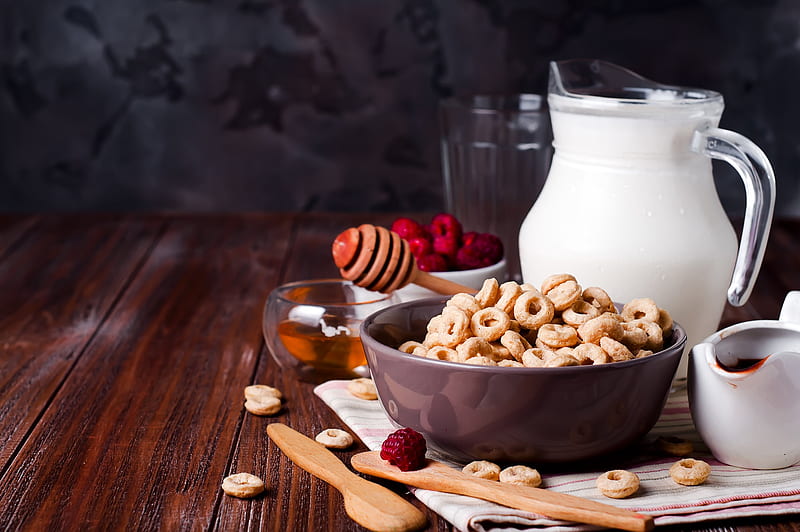 Food, Breakfast, Cereal, Milk, HD wallpaper