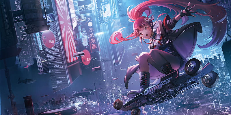 Wallpaper girl, the city, cyberpunk for mobile and desktop, section  фантастика, resolution 2304x1536 - download