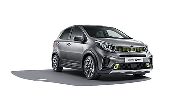 Kia Picanto X-Line, 2018, compact crossover, front view, exterior, new cars, gray Picanto, Kia, HD wallpaper