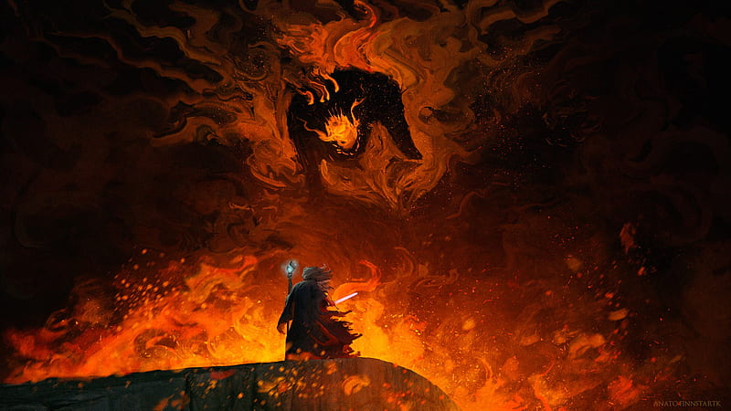The Lord of the Rings, Lord of the Rings, Balrog (Lord Of The Rings), Gandalf, HD wallpaper