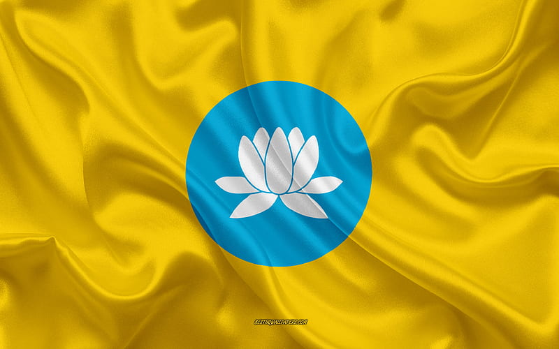 Flag of Kalmykia silk flag, Federal subjects of Russia, Kalmykia flag, Russia, silk texture, Republic of Kalmykia, Russian Federation, HD wallpaper