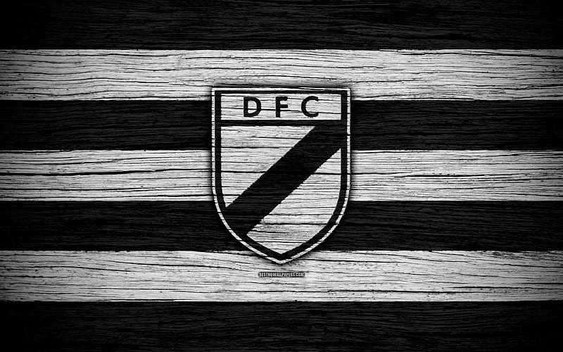 Danubio FC, glitter logo, Uruguayan Primera Division, white black checkered  background, HD wallpaper