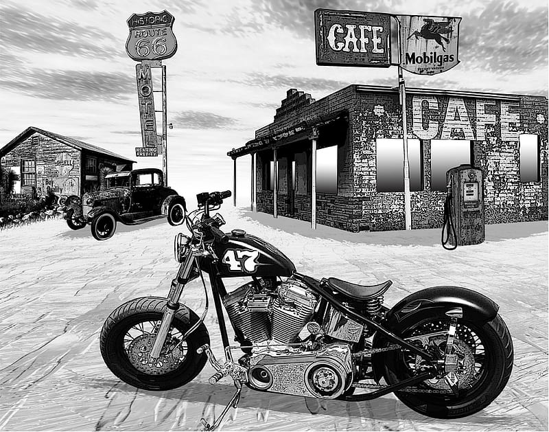Get Your Kicks On Old Route 66, motorcycles, harley davidson, HD wallpaper