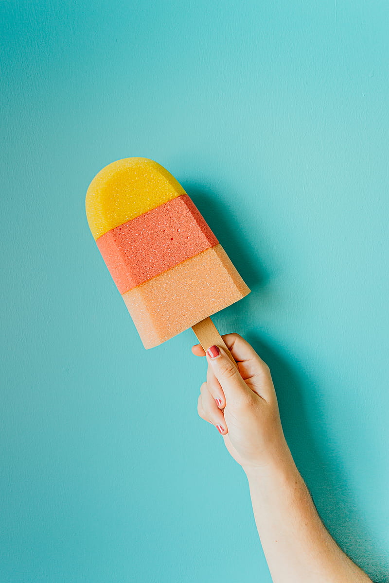 Colorful ice cream on blue background, HD phone wallpaper