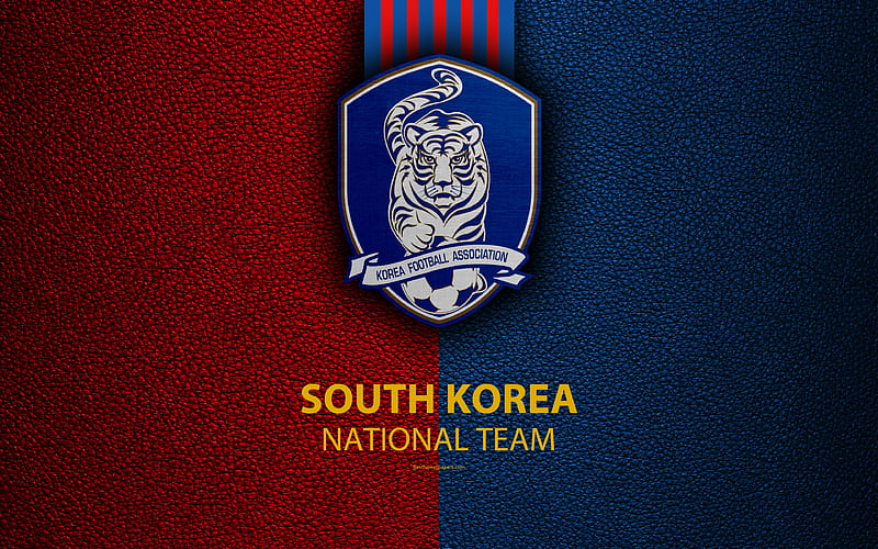 South Korea national football team leather texture, emblem, Korea Football Association, logo, Asia, football, South Korea, HD wallpaper