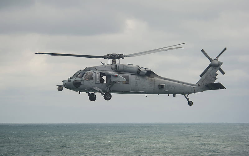 Sikorsky SH-60 Seahawk, US Navy US military helicopter, USA, sea, HD wallpaper