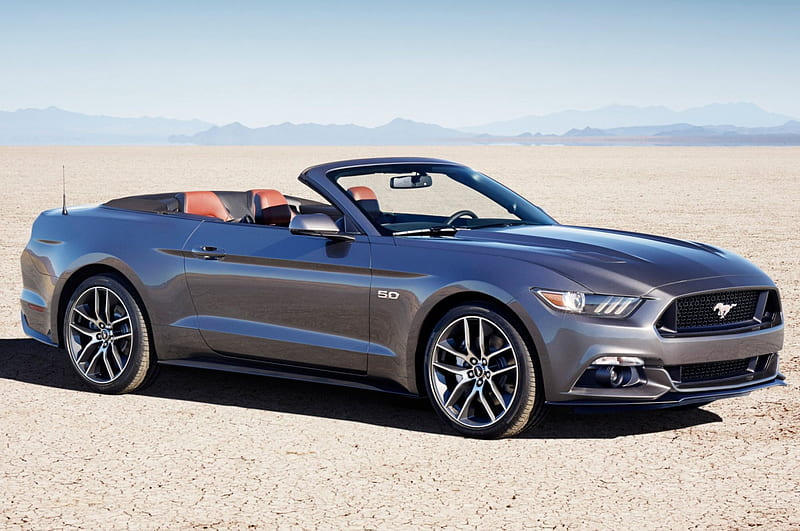 2015-Ford-Mustang-GT-Convertible, Conv, Ford, Gray, 2015, HD wallpaper