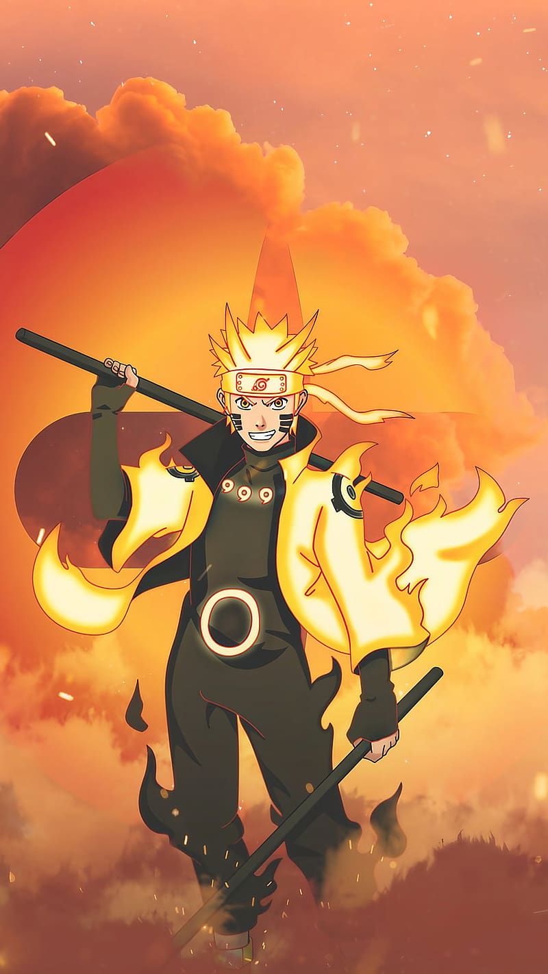Naruto S For Lively, Orange Clouds Background, animation, japanese manga, HD phone wallpaper