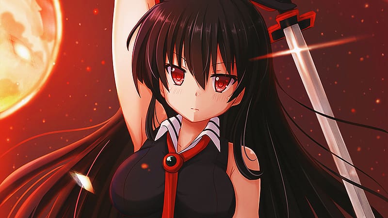 Anime girl red eyes katana black hair akame ga kill Custom Gaming Mat Desk