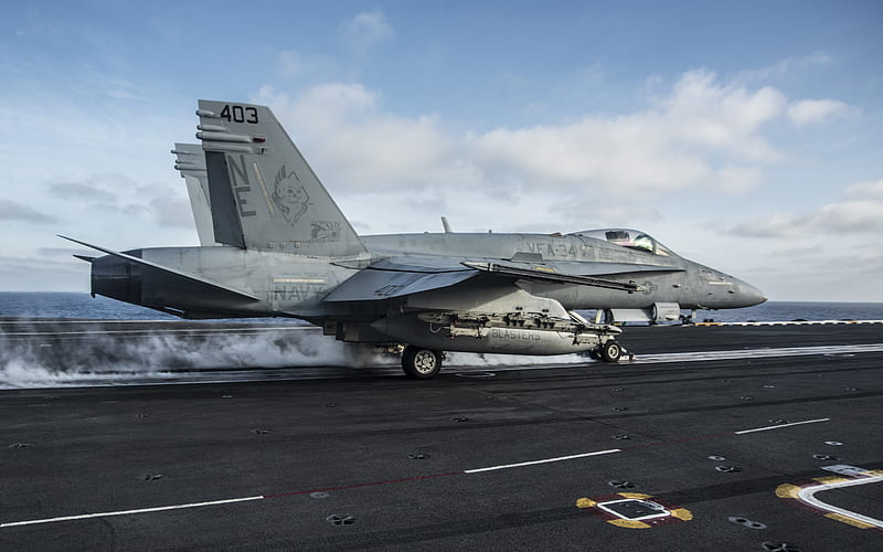 McDonnell Douglas FA-18C Hornet, FA-18C, American deck aircraft, fighter-bomber, military aircraft, US Navy, US, take off from an aircraft carrier, HD wallpaper