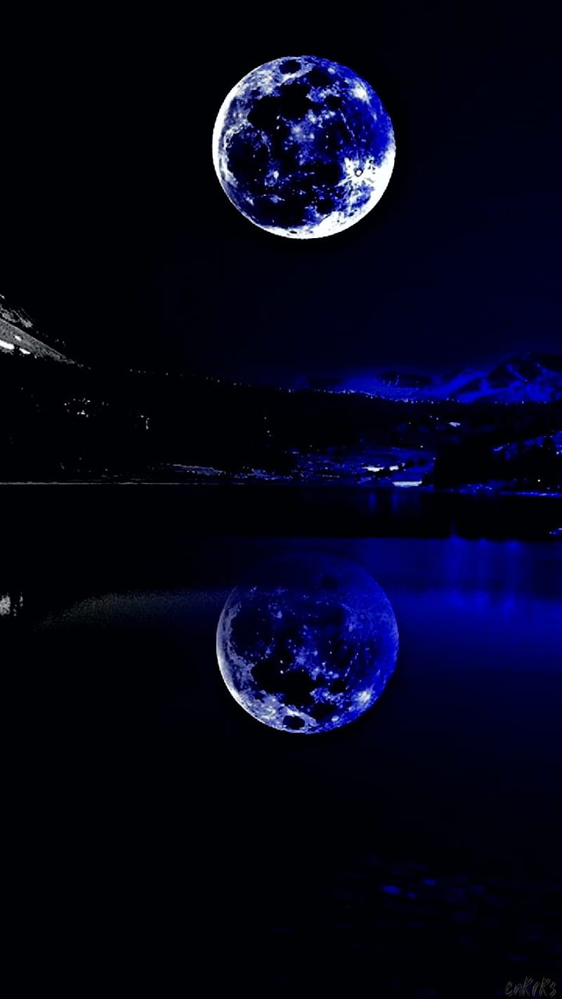 Mavi ay - Moonlight, moon, blue, red, moonlight, dark, sky, turquoise, HD phone wallpaper