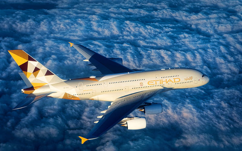 Airbus A380 clouds, airliner, passenger planes, Airbus, A380, R, Flying A380, HD wallpaper