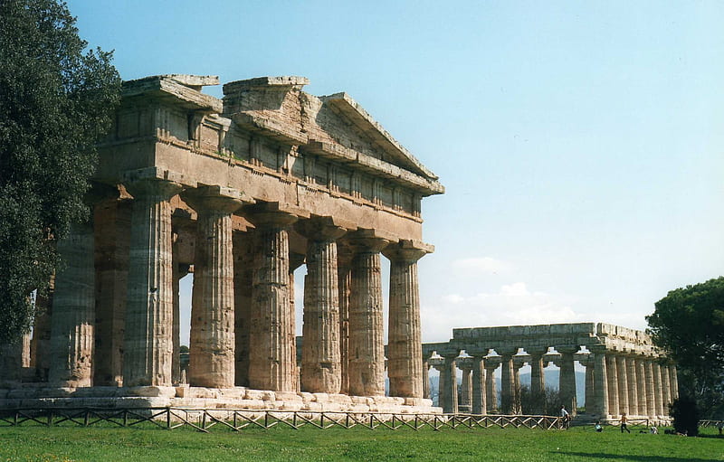 Paestum, architecture, ancient, Ruins, temple, Greek, landscape, Greek City, HD wallpaper