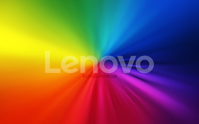 Lenovo logo vortex, rainbow backgrounds, creative, artwork, brands, Lenovo, HD wallpaper
