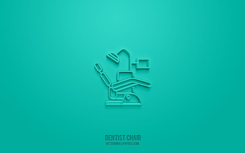 Dentist Chair 3d icon, green background, 3d symbols, creative 3d art, 3d icons, Dentist Chair sign, Dentist 3d icons, Medicine 3d icons, HD wallpaper