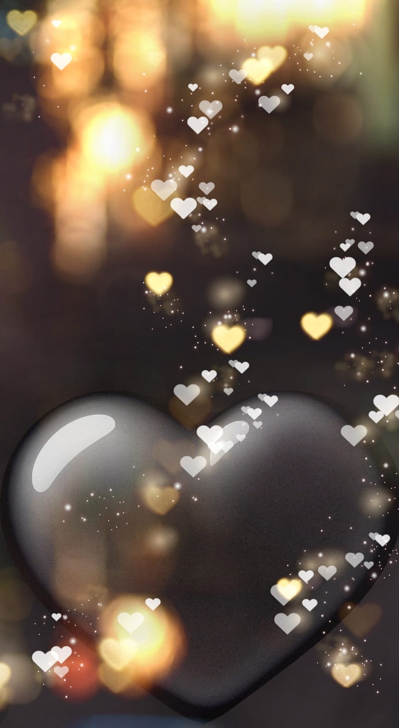 Love, black and white, heart, lights, my art, pip, valentine, HD phone wallpaper