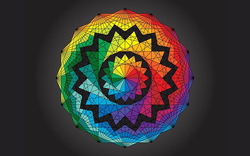 Geometric Rainbow, geometric, colors, rainbow, vector, HD wallpaper