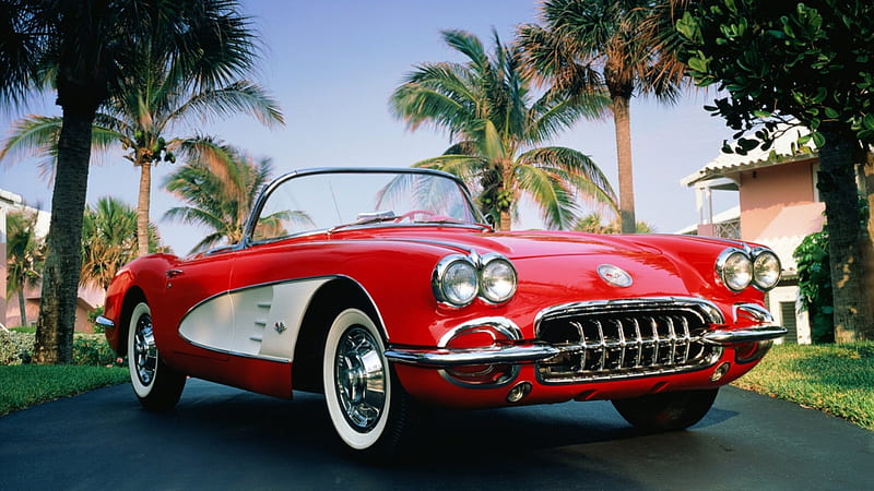 A classic red convertible chevrolet corvette, car, convertable, wallpaper | Peakpx