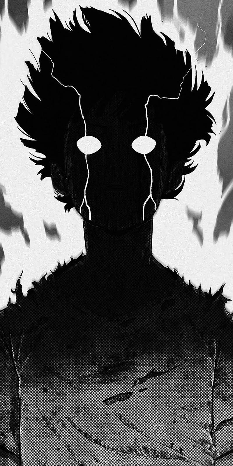 Mob psycho 100, monochrome graphy, art, illustration, HD phone wallpaper