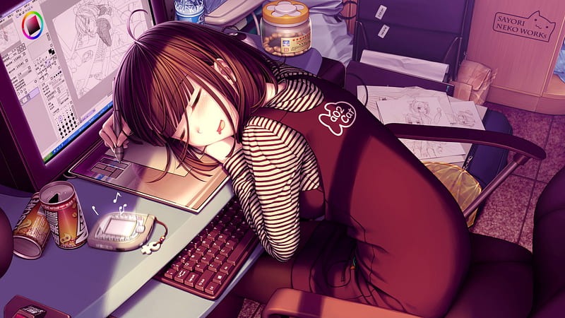 HD-wallpaper-tired-anime-girl-sleep-girl