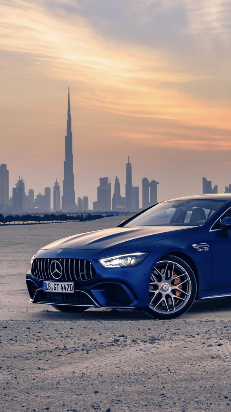 2019 Mercedes , blue, amg, dubai, sunset, car, supercar, sports, new, HD phone wallpaper