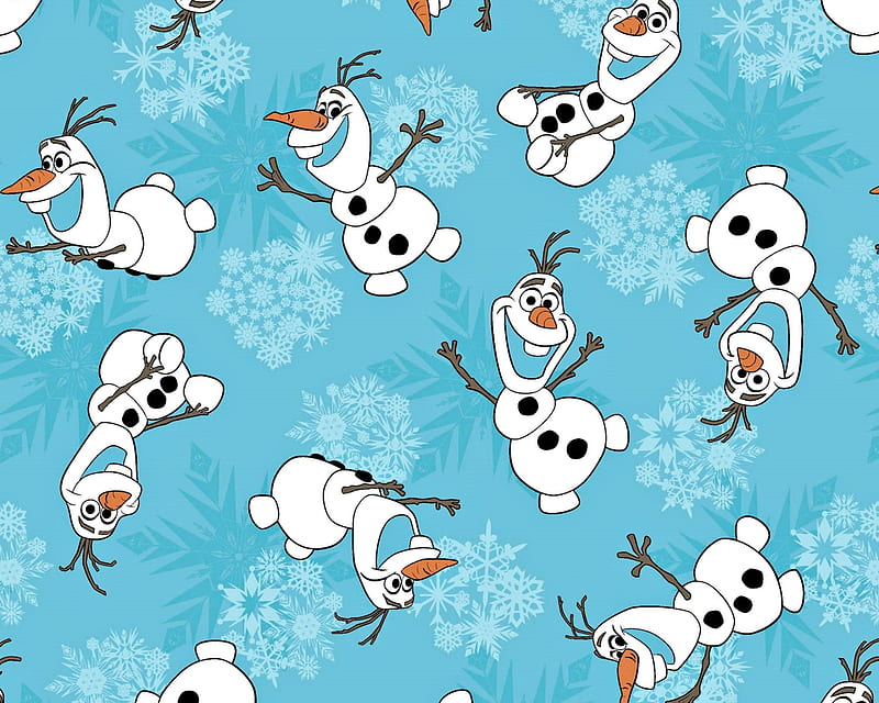 Texture, pattern, snowman, winter, olaf, funny, paper, white, frozen, disney, blue, HD wallpaper
