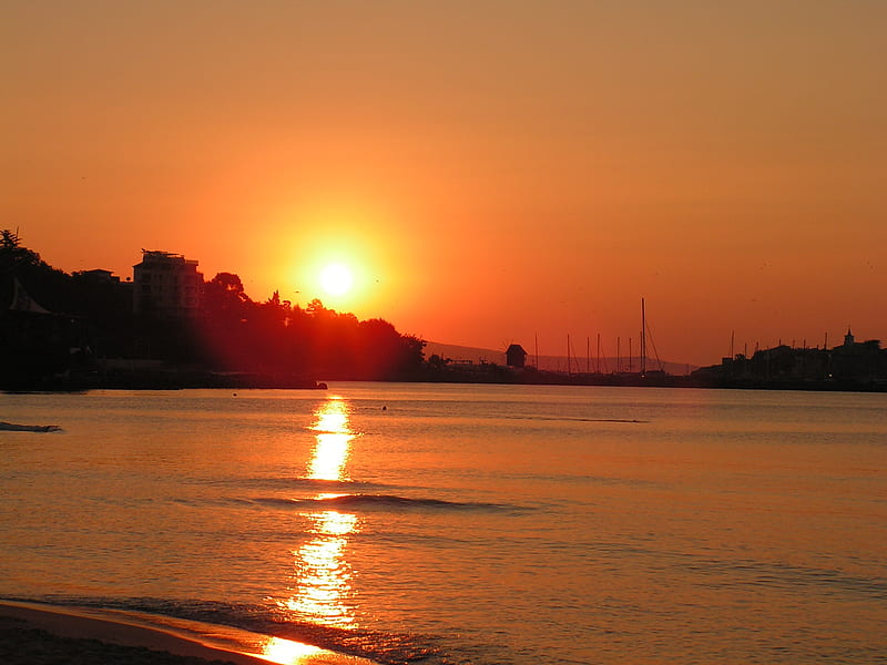 Nessebar sunset, black sea, sunset, bulgaria, HD wallpaper