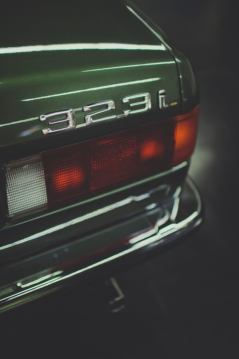 bmw 323i, car, green, taillight, number, HD phone wallpaper
