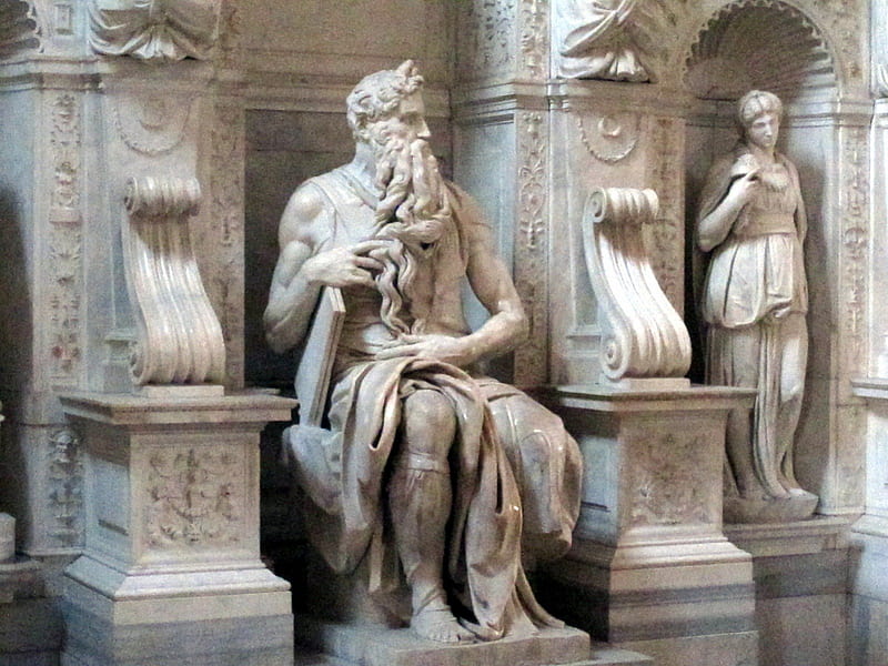 Michelangelo's Moses in the Church of San Pietro in Vincoli in Rome, religious, architecture, monument, statue, HD wallpaper
