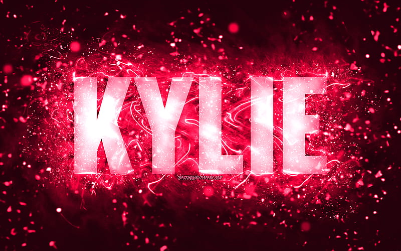 Happy Birtay Kylie pink neon lights, Kylie name, creative, Kylie Happy ...