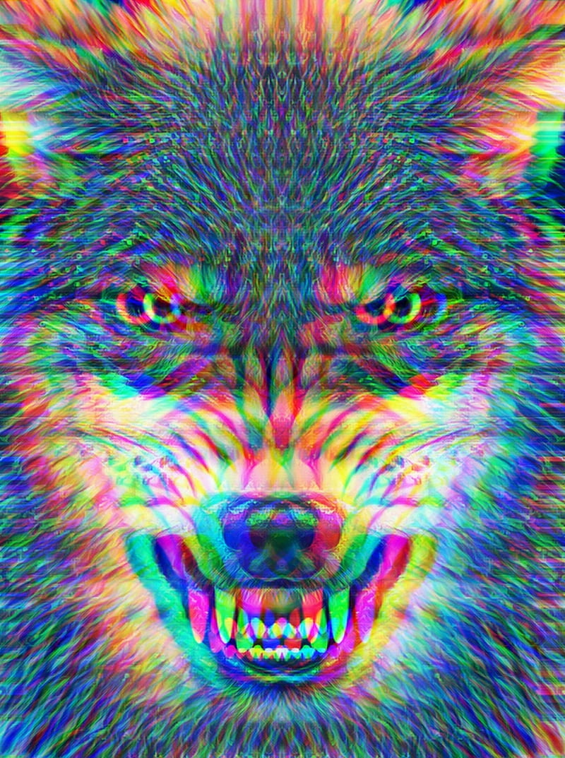 Wolf trip, 3d, animal, colorful, trippy, HD phone wallpaper | Peakpx
