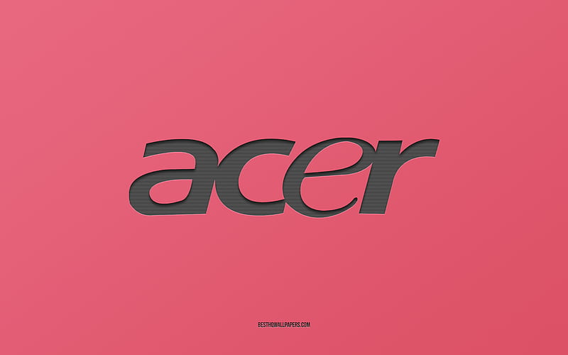 Acer logo, pink background, Acer carbon logo, pink paper texture, Acer emblem, Acer, HD wallpaper