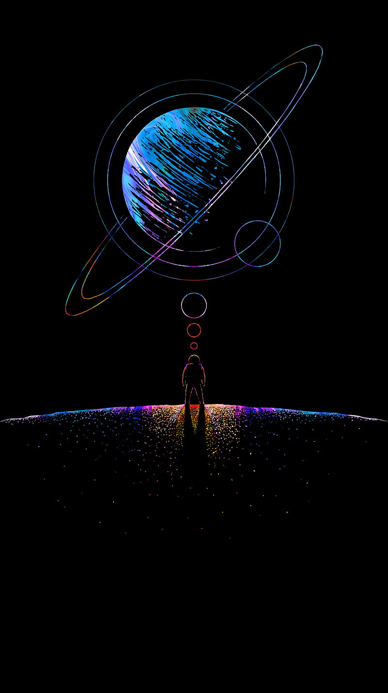 black background, space, planet, artwork, HD phone wallpaper