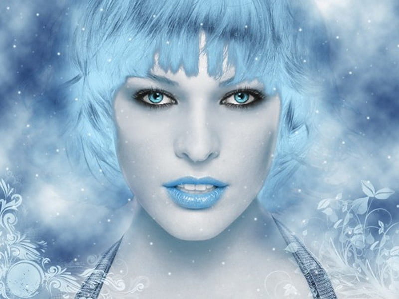 ice princess, cool, models, silver, blue, HD wallpaper