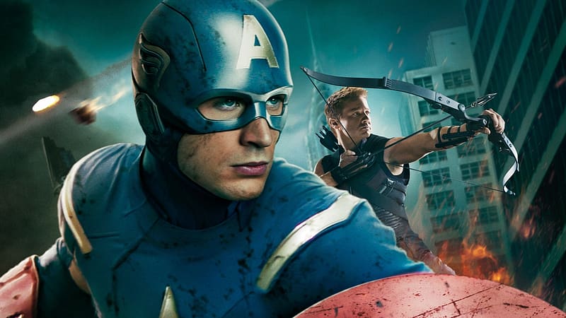 Captain America, Avengers, Chris Evans, Movie, Hawkeye, The Avengers, Jeremy Renner, HD wallpaper
