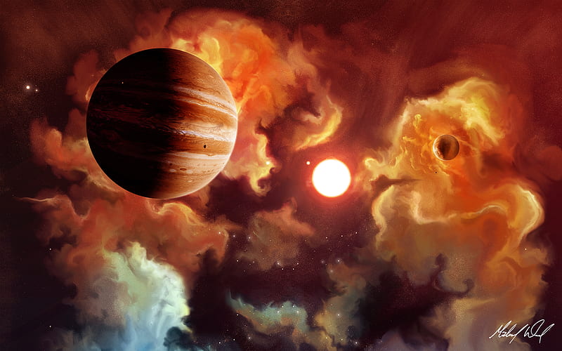 Jupiter, sun, planet, space, solar system, HD wallpaper