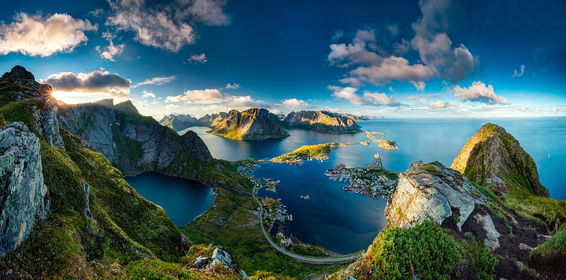 Landscape, Coast, Ocean, Earth, Village, Island, Norway, Cloud, graphy, Lofoten, Lofoten Islands, Fjord, Seascape, Reine, Seashore, HD wallpaper