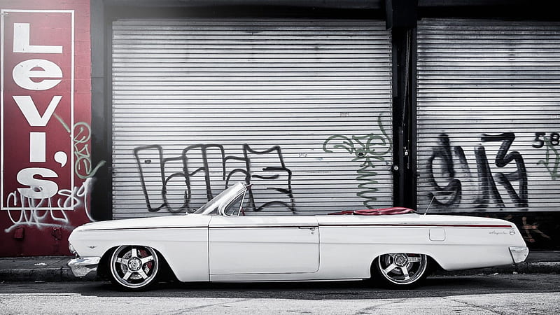 Chevy Impala (White), carros, people, chevrolet, HD wallpaper
