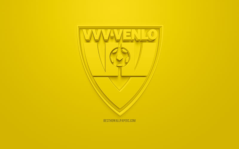 VVV-Venlo, creative 3D logo, yellow background, 3d emblem, Dutch football club, Eredivisie, Venlo, Netherlands, 3d art, football, stylish 3d logo, HD wallpaper