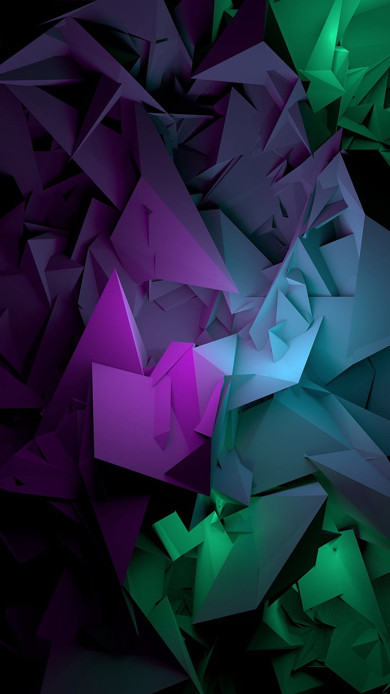 Purple Green, supreme, 2017, digital, diamond, pink, abstract, crystals, geometric, crystal, abstract digital, HD phone wallpaper