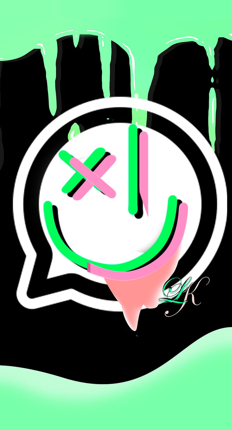 Emoji XI Green Face, black and green, emoji, emotes, face, green, kill, pink, whatsapp, HD phone wallpaper