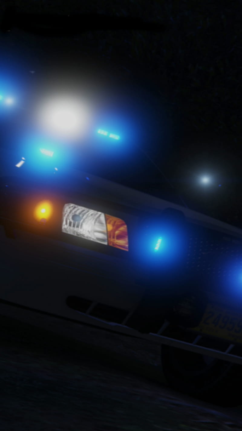 CVPI GTA V, cop car, all blue lights, san andreas state police, HD phone wallpaper